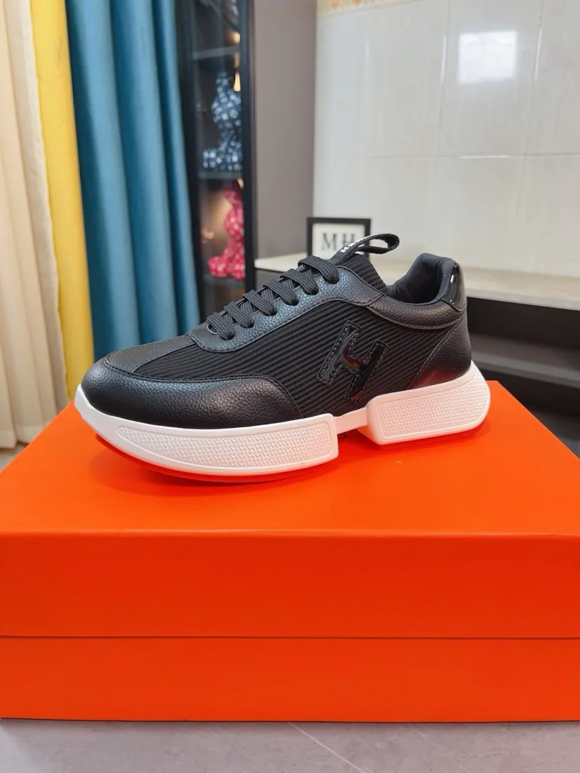 Men's shoes 💰460🌸🌸【HERMES】Hermès high-end quality original shoe upper: 🔝tumbled calfskin, suede calfskin, shoe body sewn H totem, outsole: ultra-light TPU foam·rubber; two-color molded outsole, ultra-high quality control·fine workmanship: highlighting (high-end·luxury·grade) 38-44 (45 can be customized)